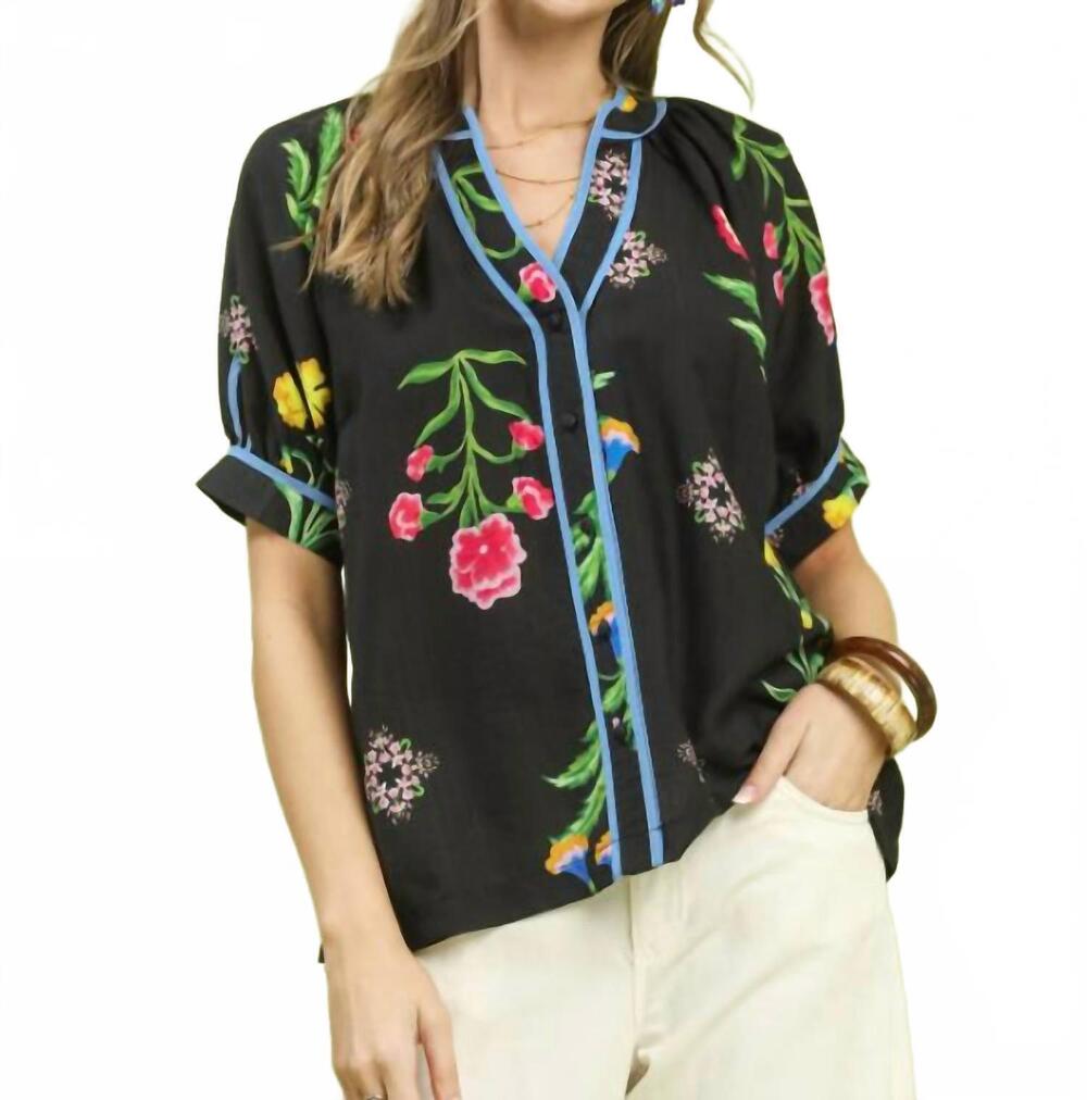NEW UMGEE botanical top in black